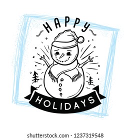 Merry Christmas. Typography. Vector logo, text design. Greeting card.