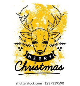 Merry Christmas. Typography. Vector logo, text design. Greeting card.