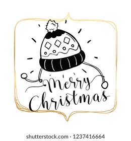 Merry Christmas. Typography. Vector logo, text design. Greeting card.