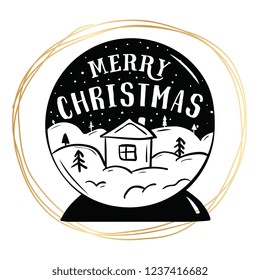 Merry Christmas. Typography. Vector logo, text design. Greeting card.