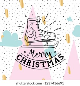 Merry Christmas. Typography. Vector logo, text design. Greeting card.