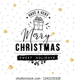 Merry Christmas. Typography. Vector logo, text design. Greeting card.
