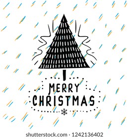 Merry Christmas. Typography. Vector logo, text design. Greeting card.