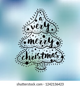 Merry Christmas. Typography. Vector logo, text design. Greeting card.