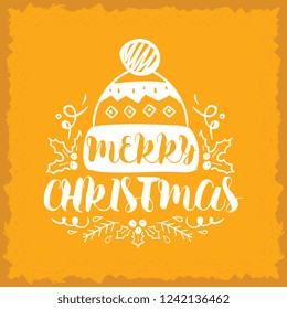 Merry Christmas. Typography. Vector logo, text design. Greeting card.