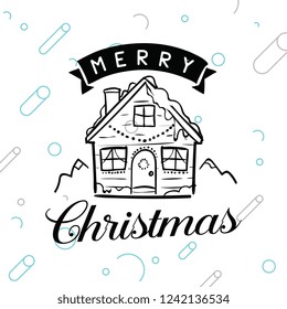 Merry Christmas. Typography. Vector logo, text design. Greeting card.