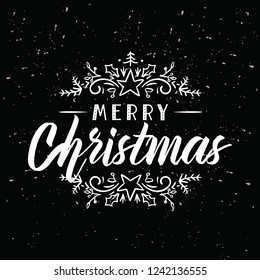 Merry Christmas. Typography. Vector logo, text design. Greeting card.