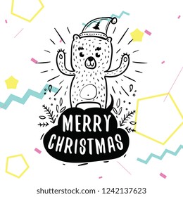 Merry Christmas. Typography. Vector logo, text design. Greeting card.