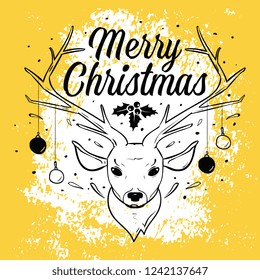 Merry Christmas. Typography. Vector logo, text design. Greeting card.