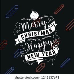Merry Christmas. Typography. Vector logo, text design. Greeting card.
