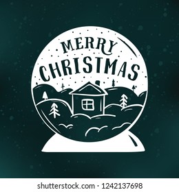Merry Christmas. Typography. Vector logo, text design. Greeting card.