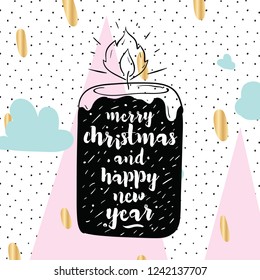 Merry Christmas. Typography. Vector logo, text design. Greeting card.