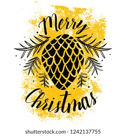 Merry Christmas. Typography. Vector logo, text design. Greeting card.