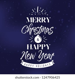 Merry Christmas. Typography. Vector logo, text design. Greeting card.