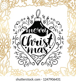 Merry Christmas. Typography. Vector logo, text design. Greeting card.