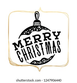 Merry Christmas. Typography. Vector logo, text design. Greeting card.