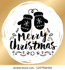 Merry Christmas. Typography. Vector logo, text design. Greeting card.