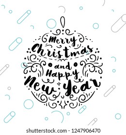 Merry Christmas. Typography. Vector logo, text design. Greeting card.