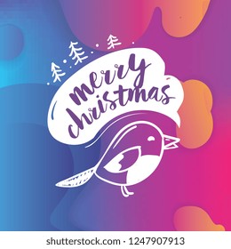 Merry Christmas. Typography. Vector logo, text design. Greeting card.