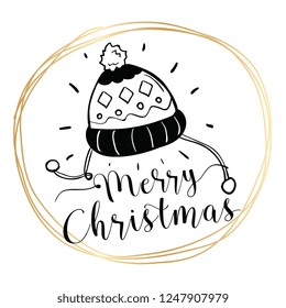 Merry Christmas. Typography. Vector logo, text design. Greeting card.