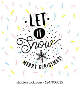 Merry Christmas. Typography. Vector logo, text design. Greeting card.