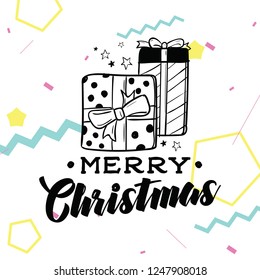 Merry Christmas. Typography. Vector logo, text design. Greeting card.