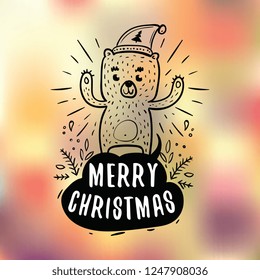 Merry Christmas. Typography. Vector logo, text design. Greeting card.