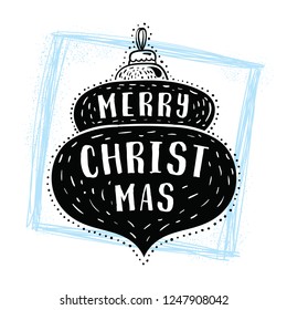 Merry Christmas. Typography. Vector logo, text design. Greeting card.