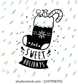 Merry Christmas. Typography. Vector logo, text design. Greeting card.