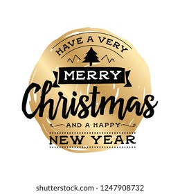 Merry Christmas. Typography. Vector logo, text design. Greeting card.