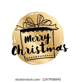 Merry Christmas. Typography. Vector logo, text design. Greeting card.