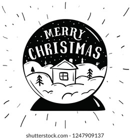 Merry Christmas. Typography. Vector logo, text design. Greeting card.