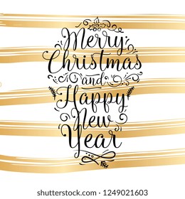 Merry Christmas. Typography. Vector logo, text design. Greeting card.