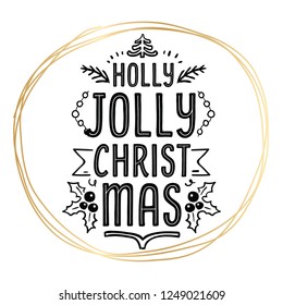 Merry Christmas. Typography. Vector logo, text design. Greeting card.