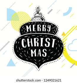 Merry Christmas. Typography. Vector logo, text design. Greeting card.