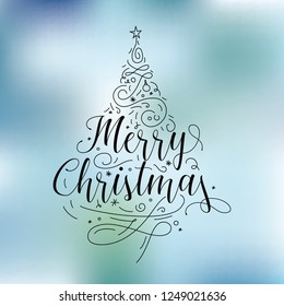 Merry Christmas. Typography. Vector logo, text design. Greeting card.