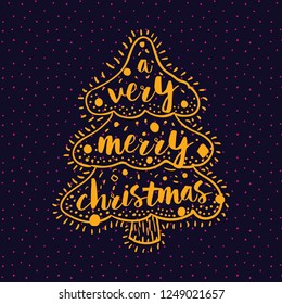 Merry Christmas. Typography. Vector logo, text design. Greeting card.