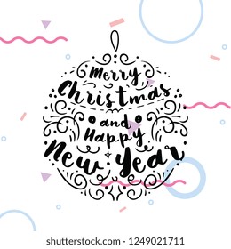 Merry Christmas. Typography. Vector logo, text design. Greeting card.