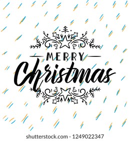 Merry Christmas. Typography. Vector logo, text design. Greeting card.
