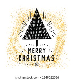 Merry Christmas. Typography. Vector logo, text design. Greeting card.