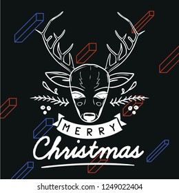 Merry Christmas. Typography. Vector logo, text design. Greeting card.