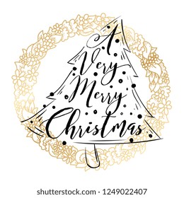 Merry Christmas. Typography. Vector logo, text design. Greeting card.