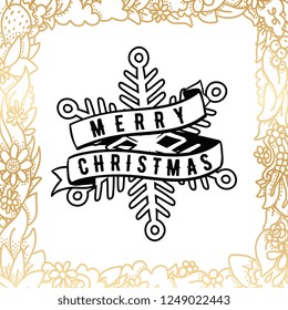 Merry Christmas. Typography. Vector logo, text design. Greeting card.