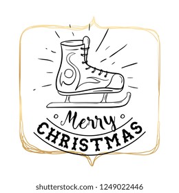 Merry Christmas. Typography. Vector logo, text design. Greeting card.