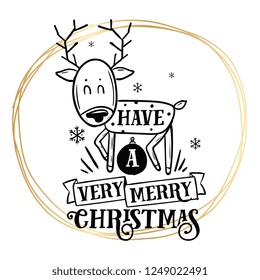 Merry Christmas. Typography. Vector logo, text design. Greeting card.