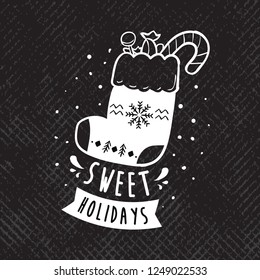 Merry Christmas. Typography. Vector logo, text design. Greeting card.