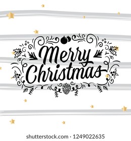 Merry Christmas. Typography. Vector logo, text design. Greeting card.
