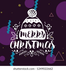 Merry Christmas. Typography. Vector logo, text design. Greeting card.