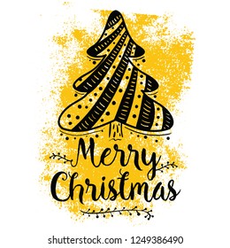 Merry Christmas. Typography. Vector logo, text design. Greeting card.