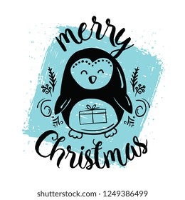 Merry Christmas. Typography. Vector logo, text design. Greeting card.